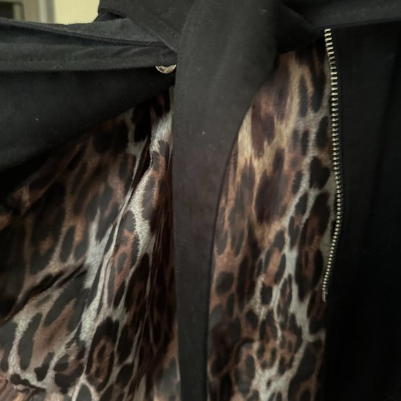 Excellent Trendy Trench Coat Belt Cotton Small 4 Above Knee Animal Print Lining - Picture 3 of 10